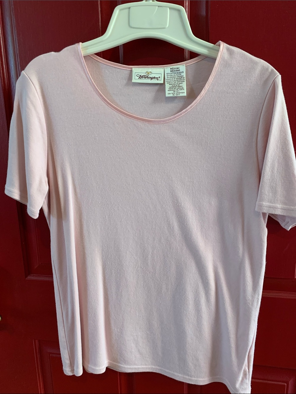 Worthington Pale Pink Short-Sleeve Crewneck Tee
